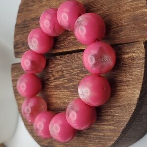 B2239 pink‎ bubblegum chunky beaded bracelet barbie core